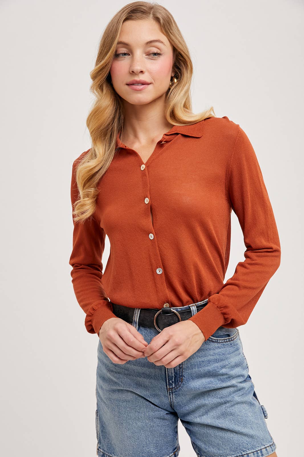 Bluivy - Wholesale Button Down Shirt - Women's - LIGHTWEIGHT KNIT SHIRT TOP10