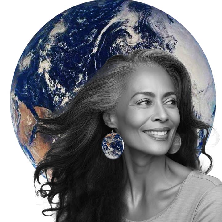 Planeet Aarde Wereld Cirkel Statement Oorbellen - ST032 voor wholesale door Mo Resin