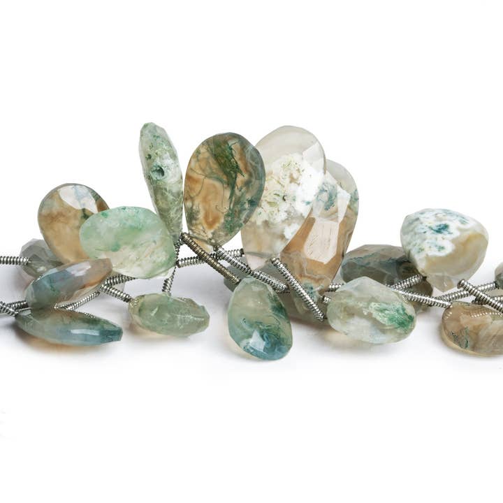 Peacock Solar Quartz Faceted Pears 7.5 inch 12 beads for wholesale by The Bead Traders