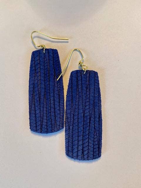 Blue Textured Bar Earrings for wholesale by K Leather Designs