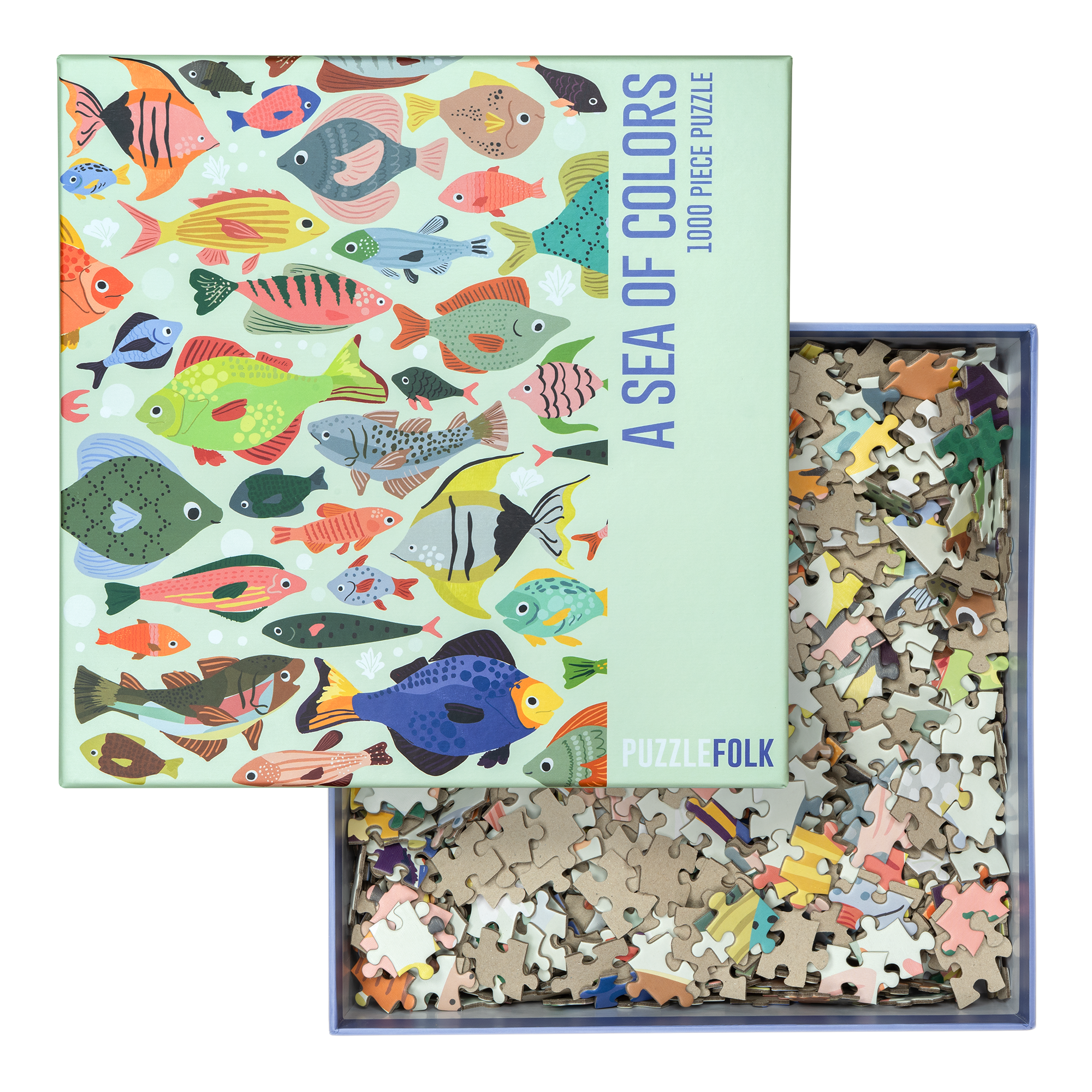Puzzlefolk - Wholesale Puzzle - Adult - A Sea of Colors 1000 Piece Fish Puzzle1