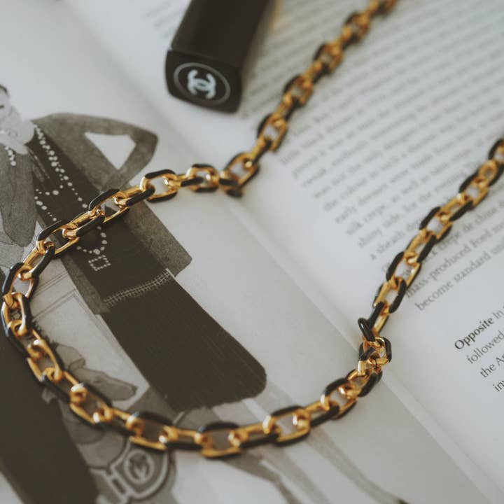 AnimiraJewels - Zwarte Emaille Schakelketting voor wholesale door Animira Jewels