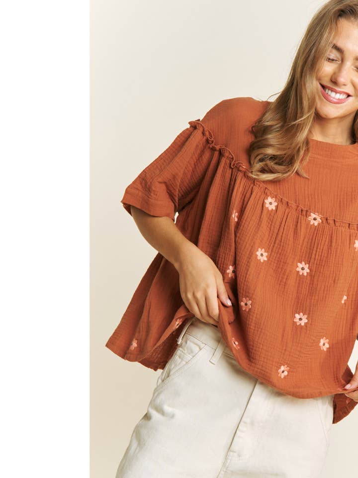 Sweet Generis - Wholesale Blouse - Dames - BABYDOLL TOP MET GAASBORDUURSEL0