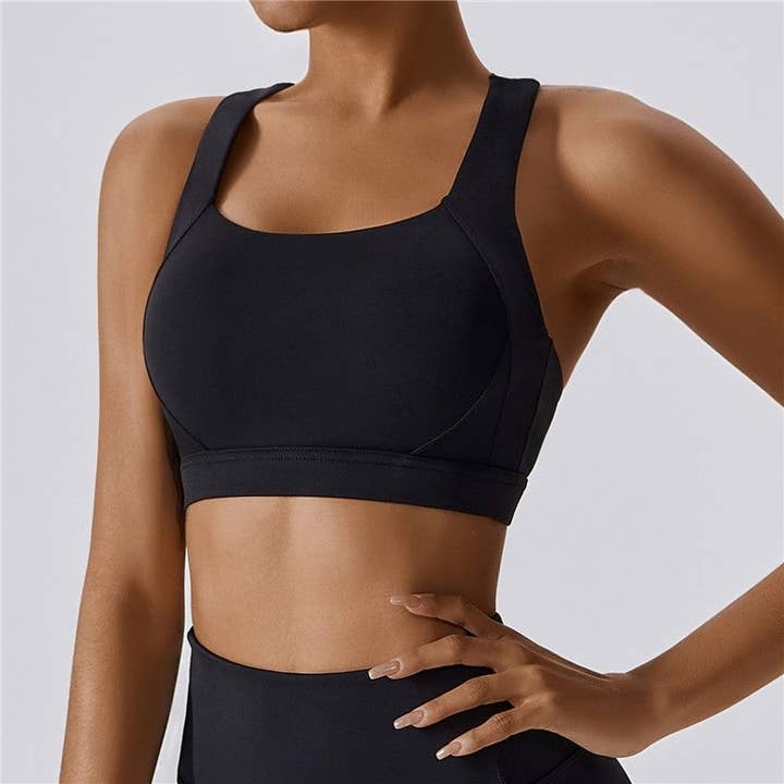 FurDecoration – Engroshandel Sports-bh - Dame – Polstret yogavest-bh: Ensfarvet Skinny Fit Sport Top