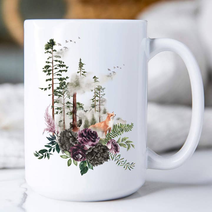 Fox Forest Trees Nature Coffee Mugs for wholesale by Avery Lane Gifts