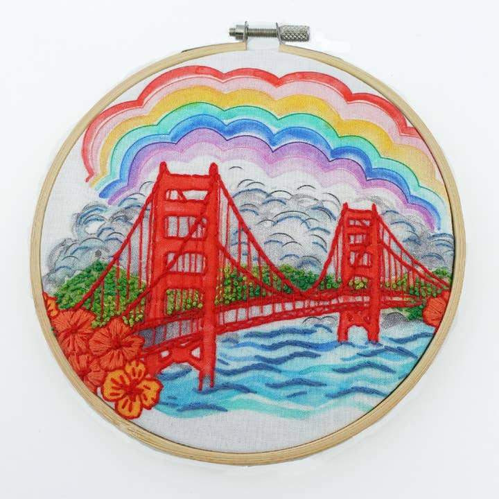 Keller Design Co. - Wholesale Embroidery/Cross Stitch Supplies - Meet Me in San Francisco Golden Gate Bridge Embroidery Kit0