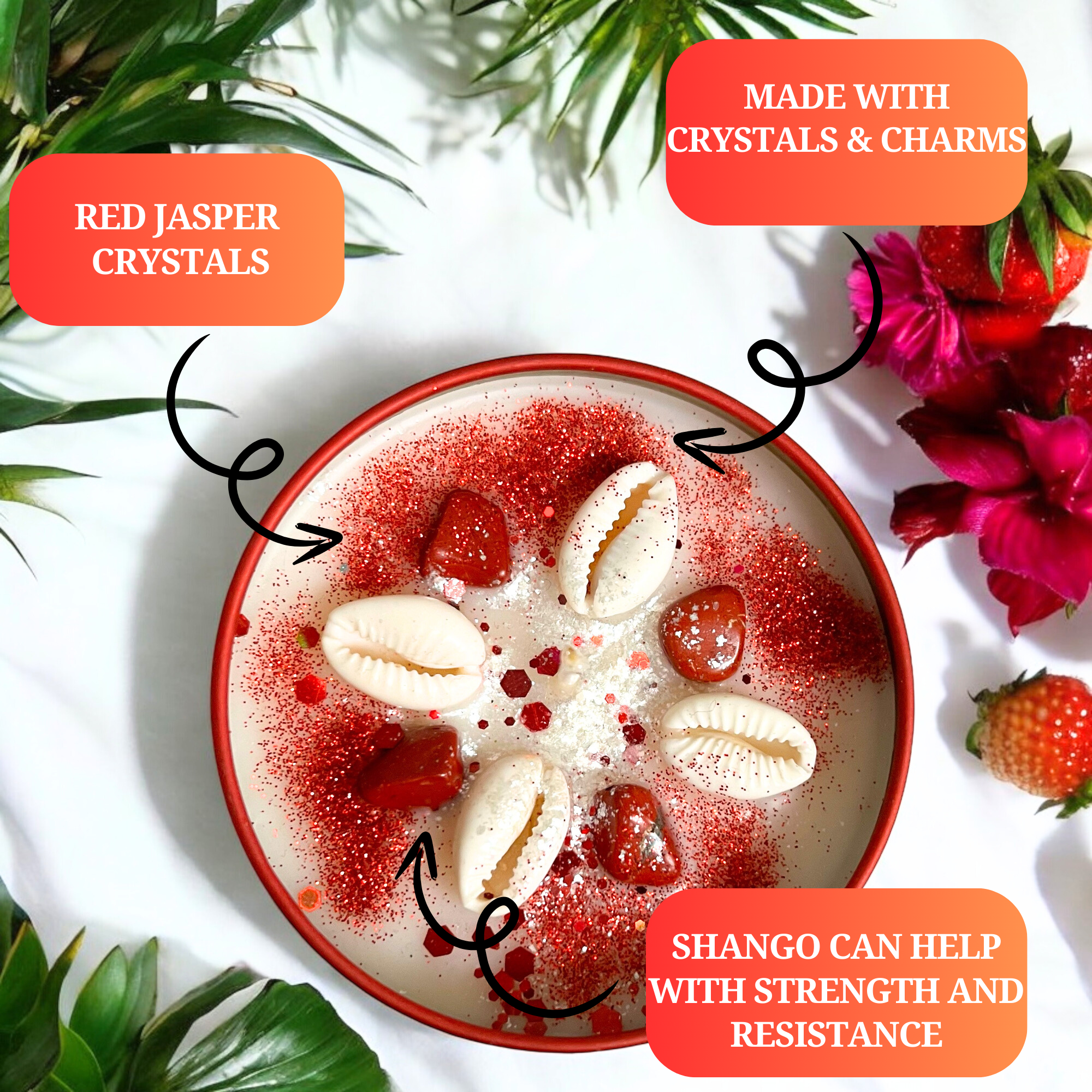 Rouge Bougie magique d'offrande spirituelle Shango, dieu du tonnerre en vente sur Faire1