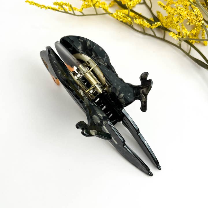 Black Moonlit Raven Acetate Hair Claw – Mysterious Gaze for wholesale on Faire3