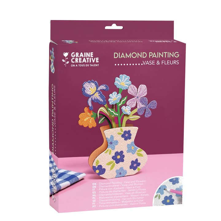 Graine Créative - Wholesale DIY Craft Kit - BLUE VASE AND FLOWERS KIT WITH RHINESTONES4