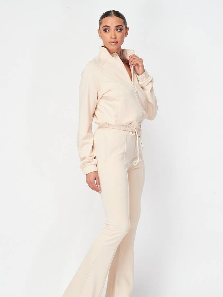 Einfaches Tages-Strick-Trainingsjacken- und Schlaghosen-Set für den Großhandel von RIVIR