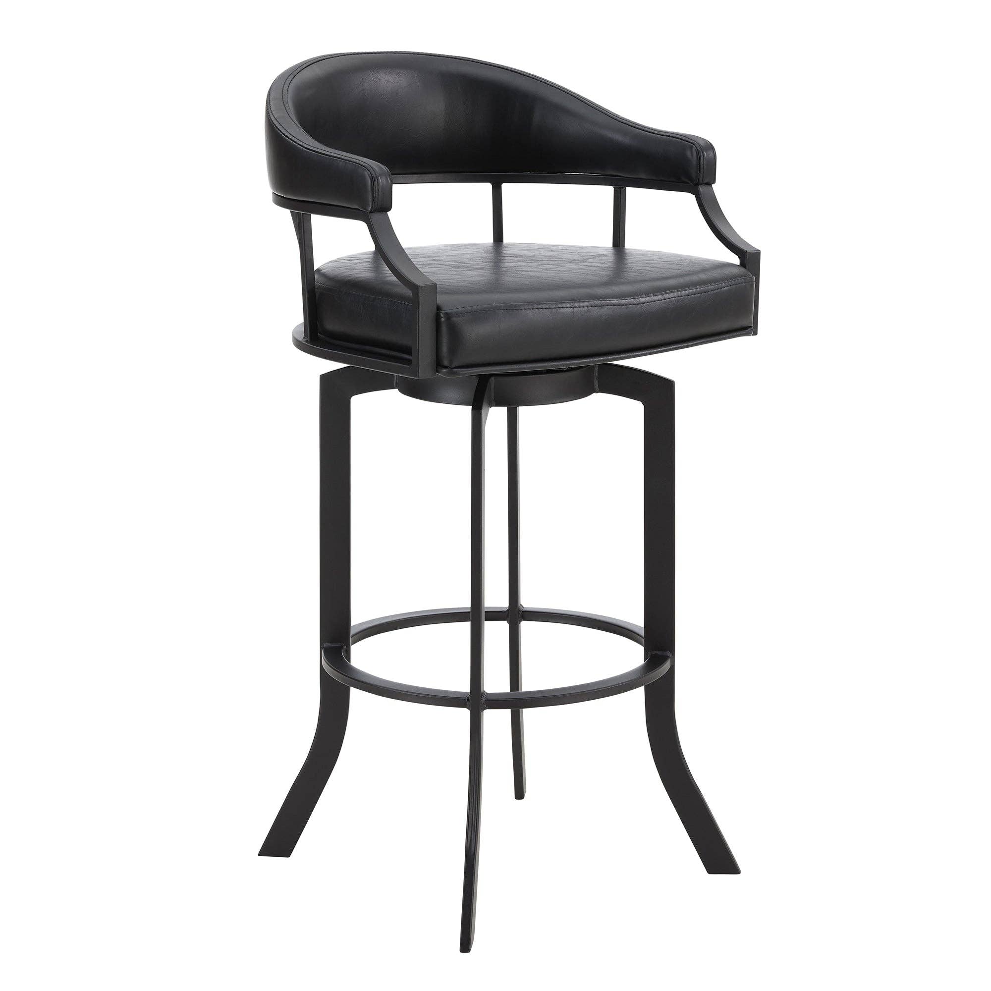 Armen Living - Wholesale Stool - Edy Modern Faux Leather and Metal Swivel Barstool9