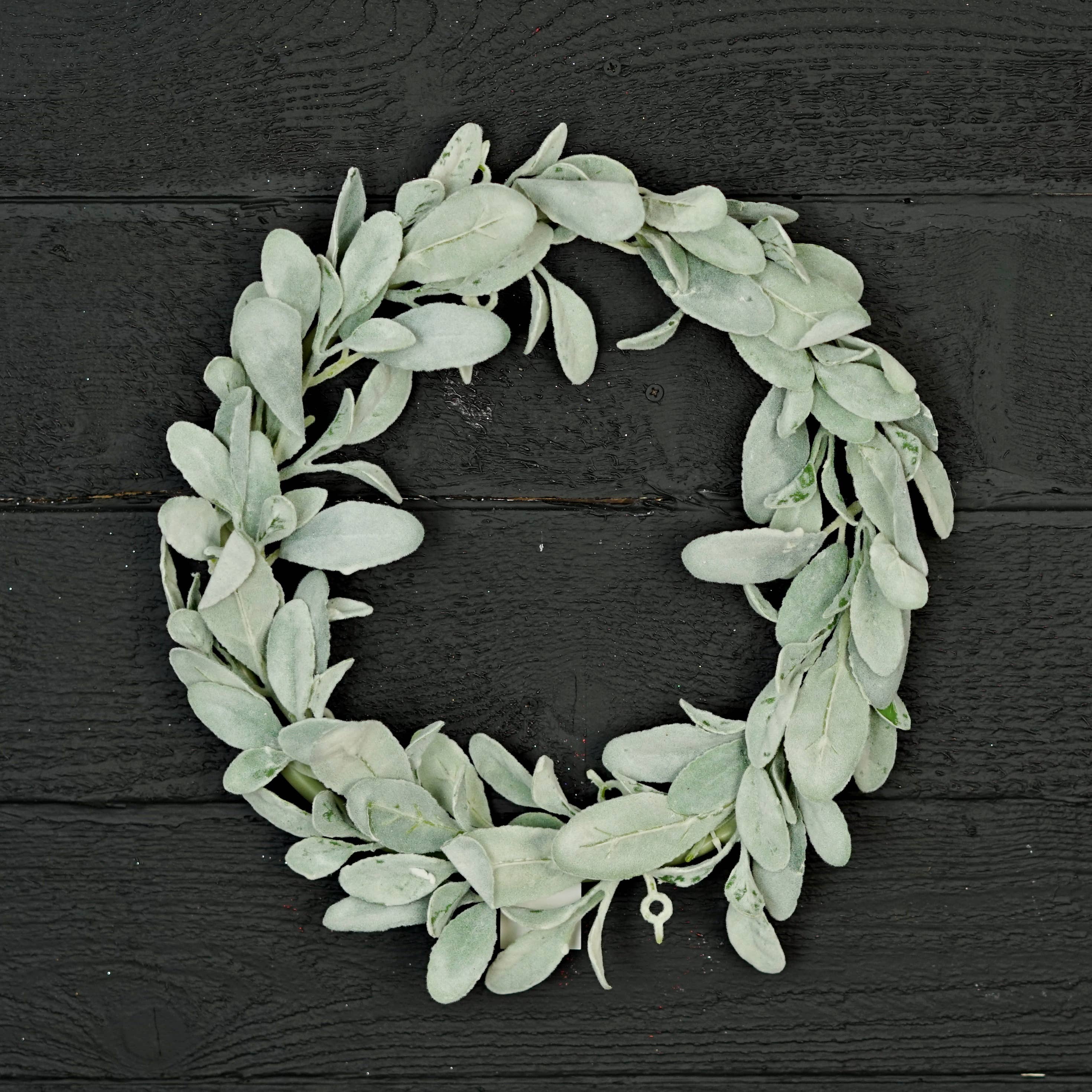 Impressive Enterprises, Inc. - Wholesale Wreath - ISB79300- 16in Flocked Lamb Ear Leaves Wreath4