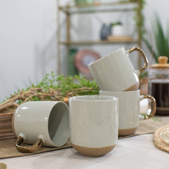 EAST AVENUE - Wholesale Coffee Mug - 2-Tone Speckled Mug 4-Pack Gray Ceramic