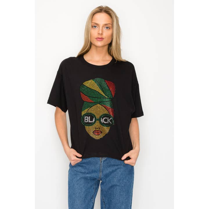 Multicolor Rhinestone Black Girl w Sunglasses for wholesale by Maryclan