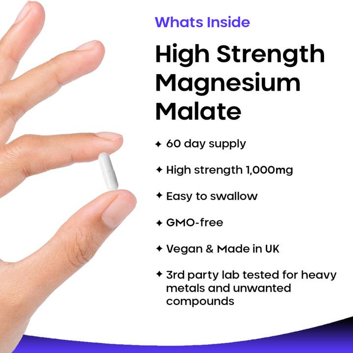 New Leaf products Ltd – wholesale Oral supplement/vitamin – Magnesium Malate Capsules (120) High Strength 1000mg Vegan1