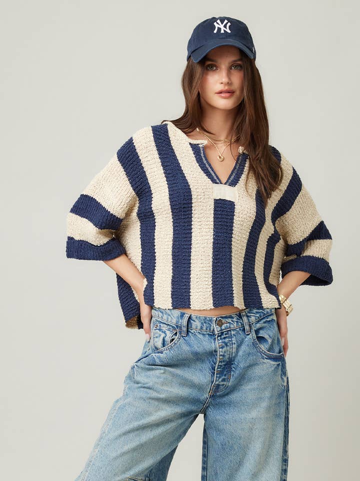 ILLA ILLA - Wholesale Knit Sweater - Women's - One of our best-selling sweaters: the Vertical Striped Sweat0