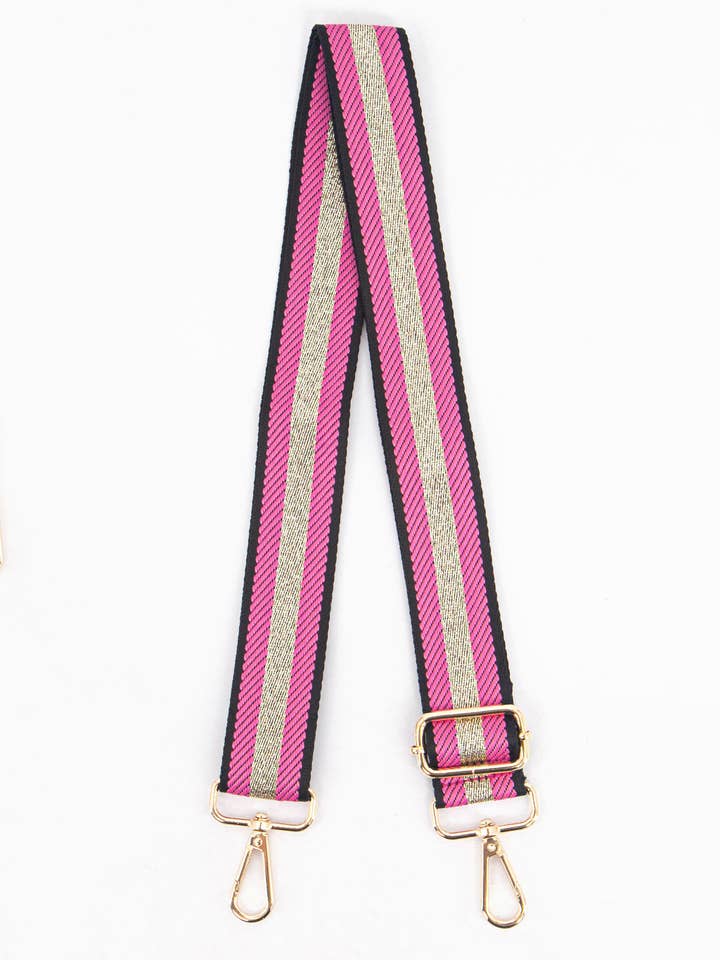 Cailean Woven Bag Strap - Fuchsia, Glitter Stripe for wholesale by Sarta Accessories