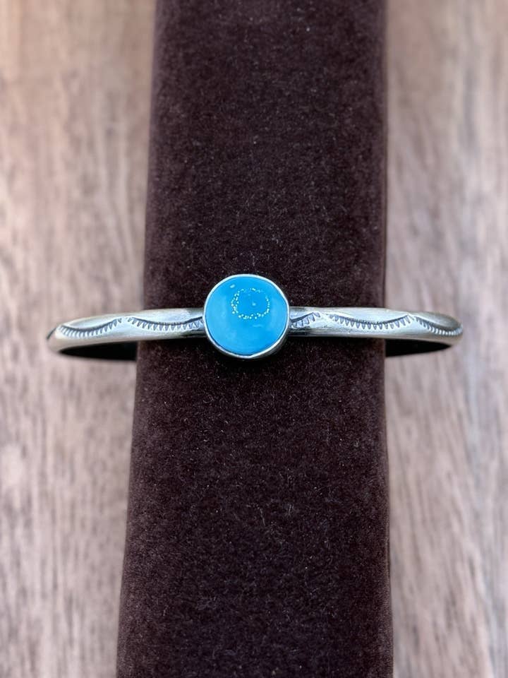 Pulseira Navajo Feita à Mão em Prata de Lei com Turquesa Blue Ridge por atacado de Native City Jewelry