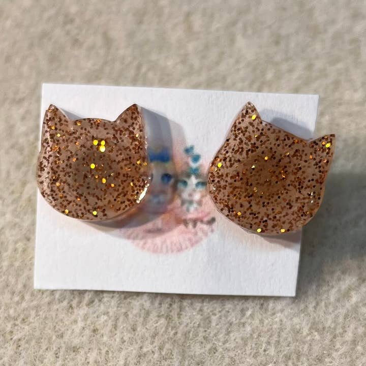 Brown cat earring studs for wholesale by littlelolitalexey