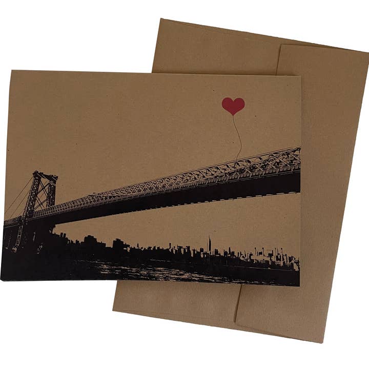 noteify - Wholesale Everyday Greeting Card - NYC New York Brooklyn Williamsburg Bridge Kraft Single Card