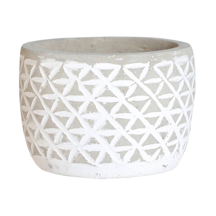 B&B - Wholesale Plant Pot - Planter, Cement, White Color, 12X12X8cm0