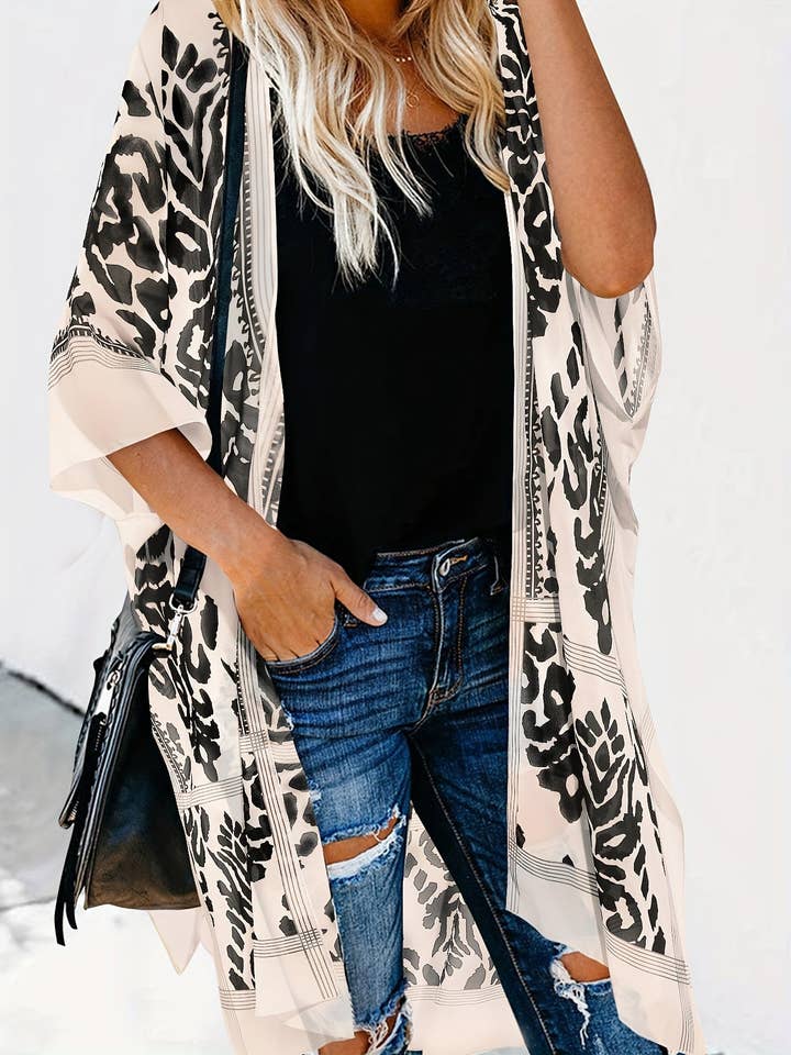 SWIMFA - Wholesale Kimono - Women's - Women'S Boho Chic Open Front Kimono Cardigan - Vibrant Mandala Pattern, Lightweight Polyester, Sleeveless Travel Dress for Spring/Summer/Fall, Beach Coverup, Kimono Style Cardigan