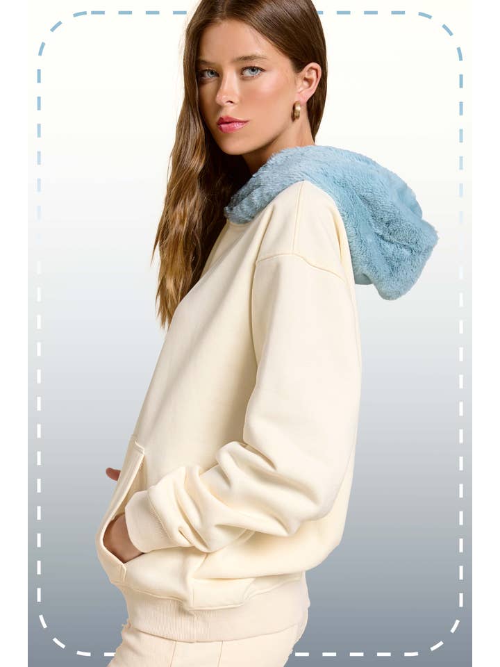 La Miel - Vendita all'ingrosso Felpa con cappuccio - Donna - MDT7717-Felpa Unisex con Cappuccio in Pelliccia Accogliente10