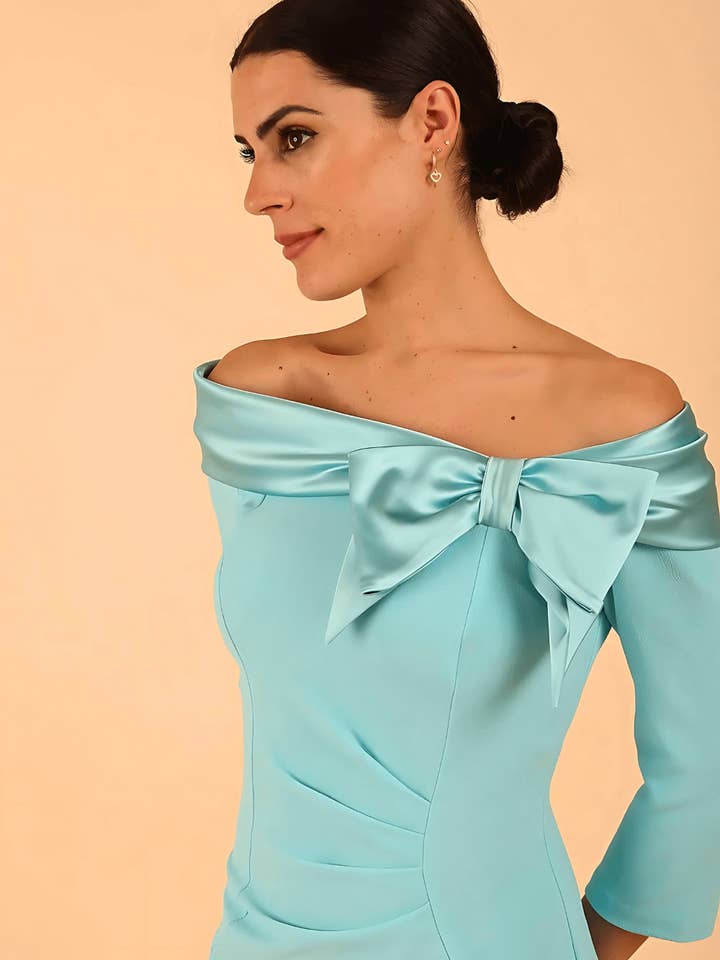 Rosalind Schulterfreies Bleistiftkleid mit Schleifendetail für den Großhandel von Diva