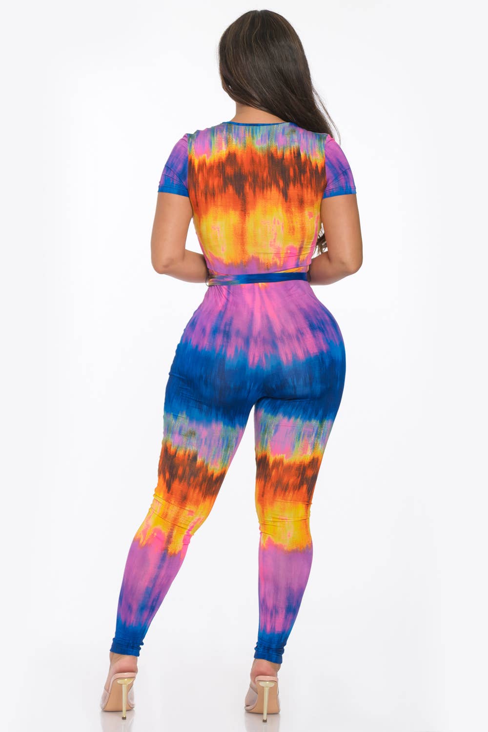 ROYAL PINK J7396 V Neck Belted Jumpsuit for wholesale on Faire2