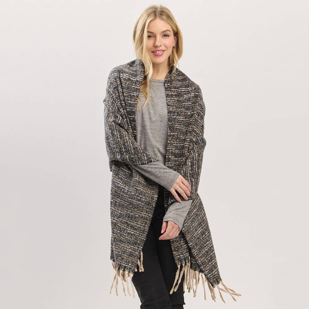 Anarchy Street - Wholesale Scarf - Women's - Soft Multi Tone Fringe Oblong Scarf1