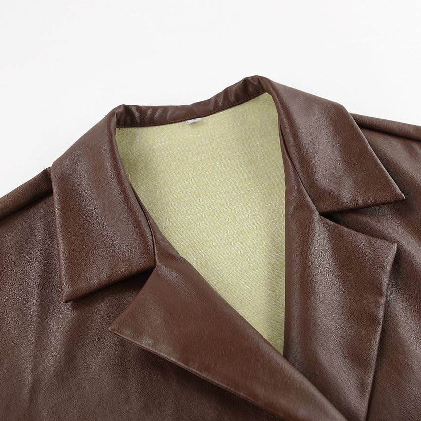 world apparel - Wholesale Leather Jacket - Women's - 2025 Vintage Brown Leather Winter Jacket Timeless Chic5