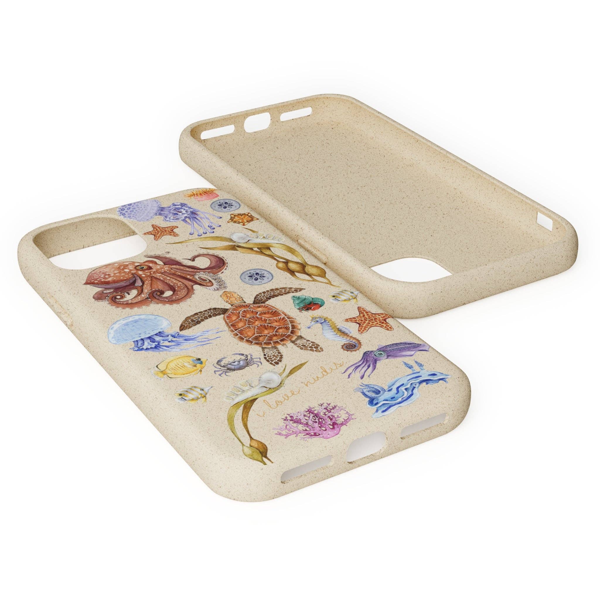 I LOVE NUDIS - Wholesale Phone Case - Unisex - I LOVE NUDIS™ Watercolor Ocean Creatures Biodegradable Phone Case3