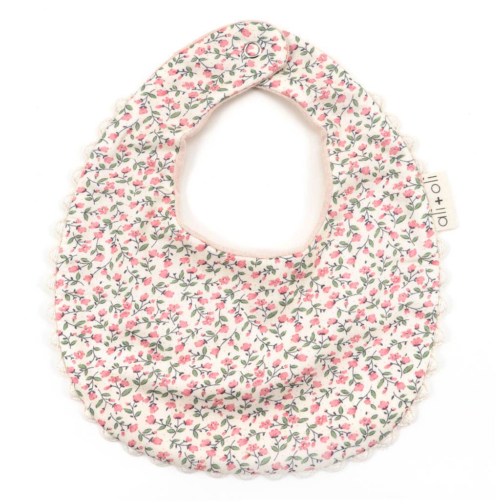 Ali+Oli - Wholesale Baby Bib - Baby - Muslin Cotton Baby Bib Double Sided (Pink/Flowers)4