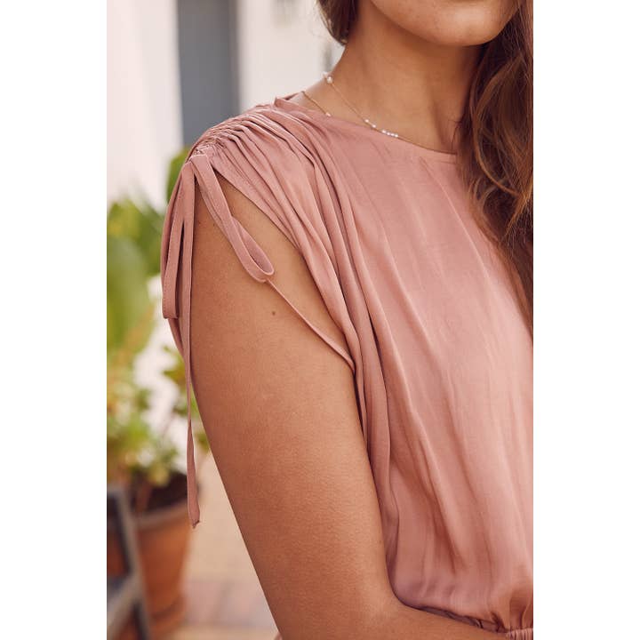in february - Wholesale Dress - Women's - SHOULDER RUCHED SLEEVELESS MIDI DRESS