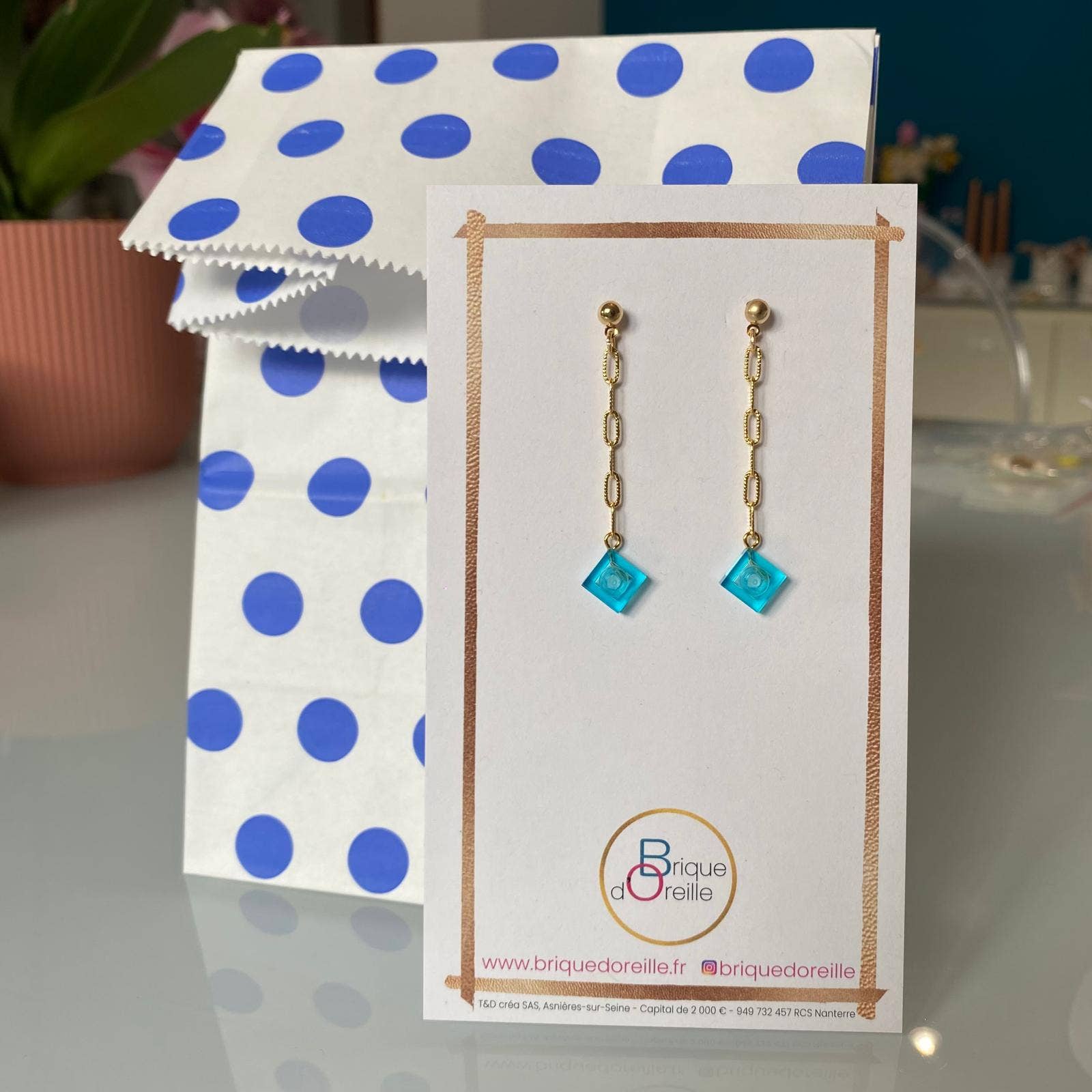 Brique d'Oreille – wholesale Hängande örhängen – Hängande örhängen kedja & Lego®-kloss - Les Virevolteuses20