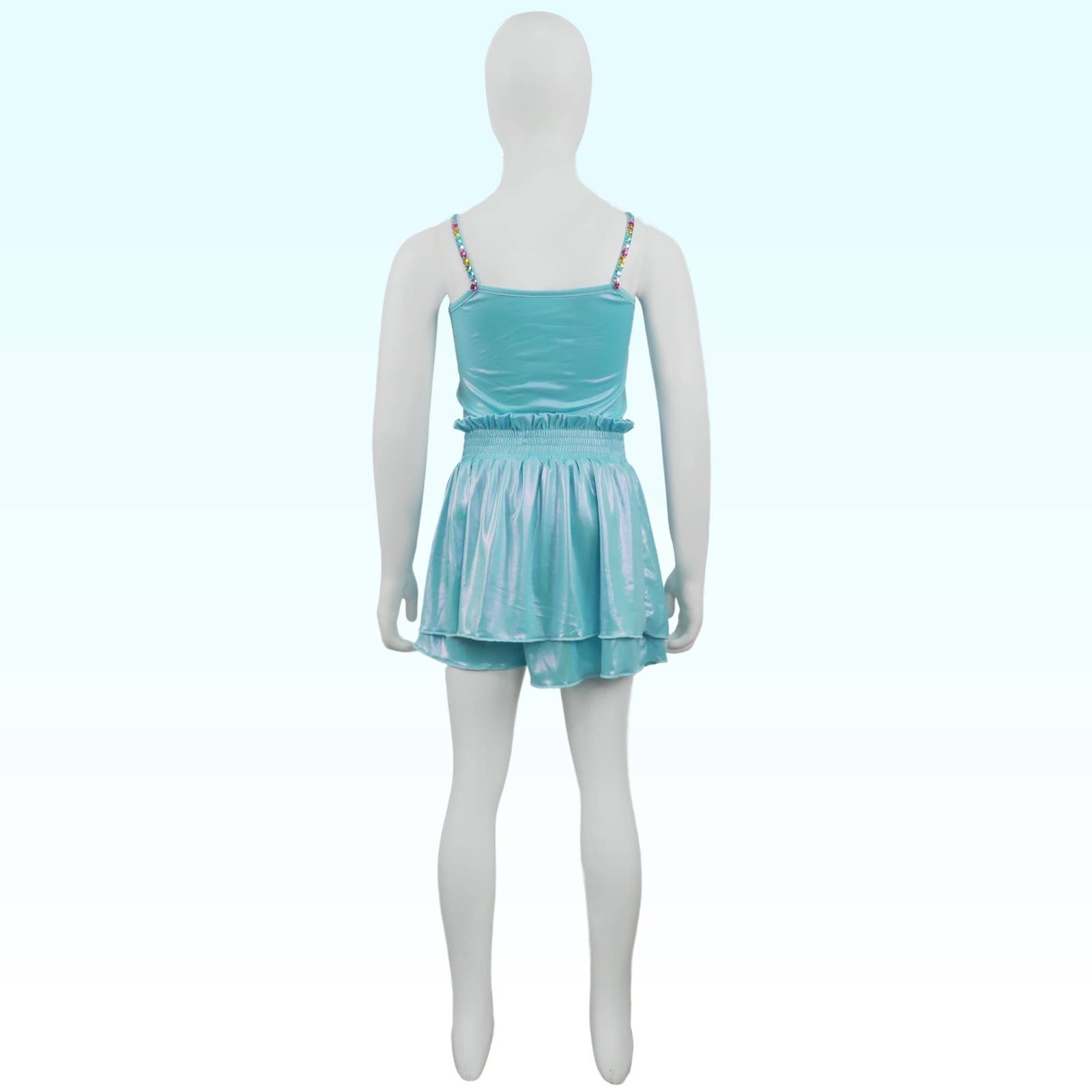 Ellie and Mila - Vente Ensemble haut et jupe – enfant - Ensemble jupe-short bleu métallisé7