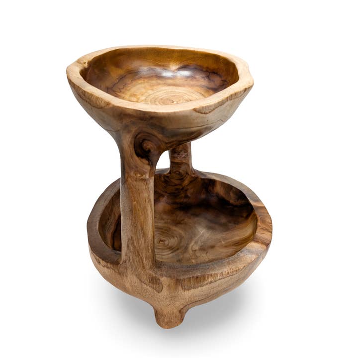 baligood - Wholesale Retailer Display - Home & Living - Double Tier Wood Caddy, Two-Tier Display Caddy , Fruit Caddy, Shower Caddy, Natural Wood Caddy, Organic Wood Caddy, Bath5