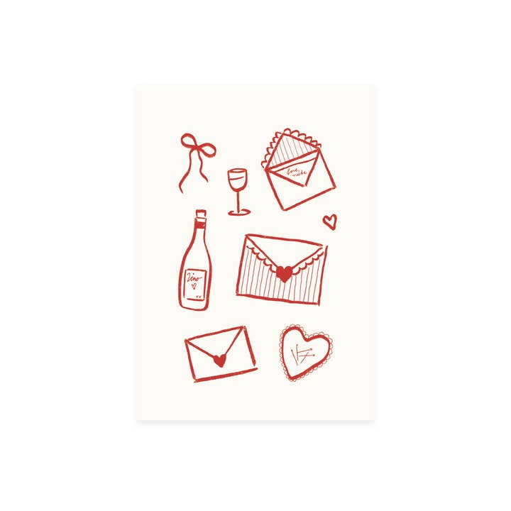 L'Atelier Samedi - Vendita all'ingrosso Cartoline - Cartolina Lettere d'amore (Risografia) | San Valentino