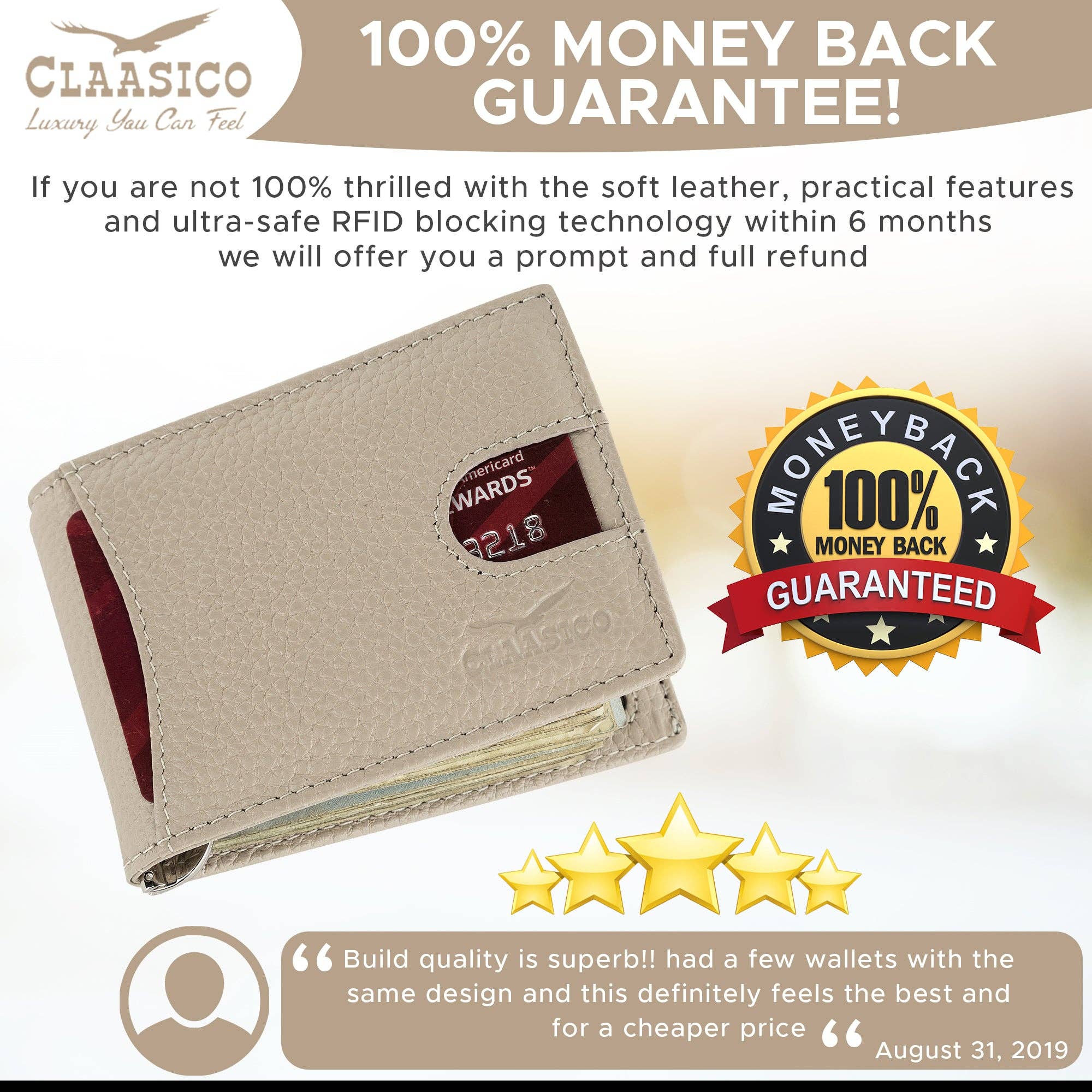 Claasico - Wholesale Wallet - Men's - Small bifold leather money clip wallet with pull strap31