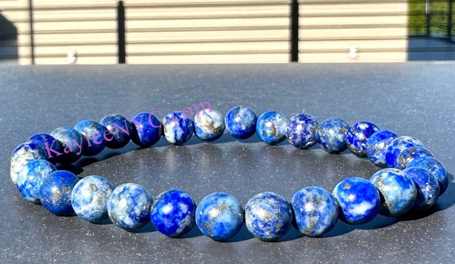 KayleeNYC - Wholesale Beaded Bracelet - Natural Lapis Lazuli 5.5-6mm 7.5” Crystal He1