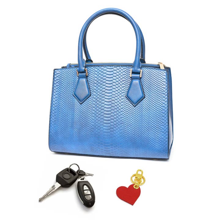 'Alkemest - Wholesale Keychain - Unisex - Leather Heart Key Ring with Bag Charm Clasp
