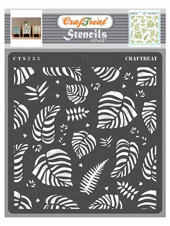 CrafTreat Tropical Leaves Stencil 12 tommer for engroshandel hos CrafTreat