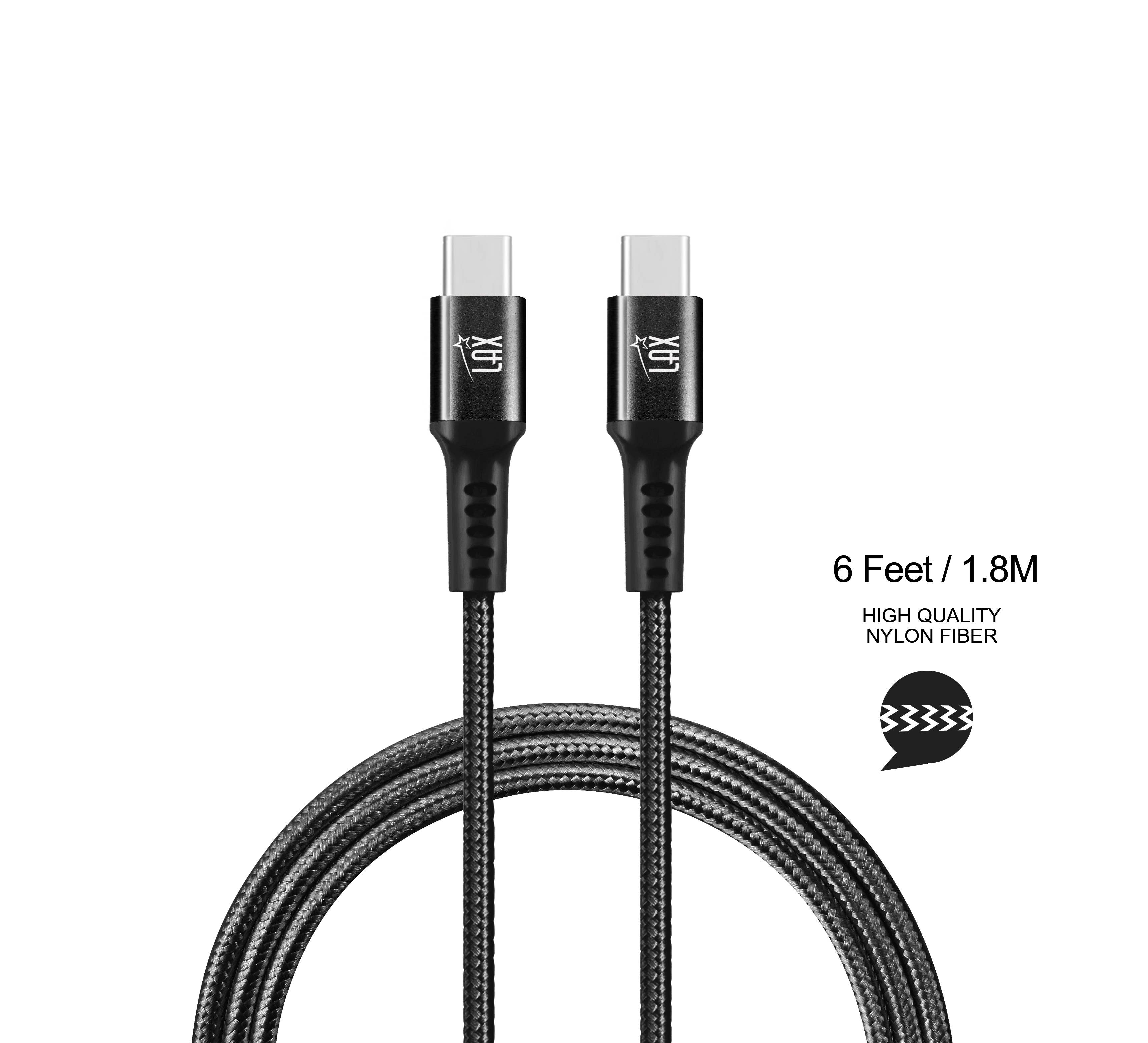 LAX Gadgets - Wholesale Charging Cable - Fast Charging USB-C to USB-C Braided Cables—Retail pack0