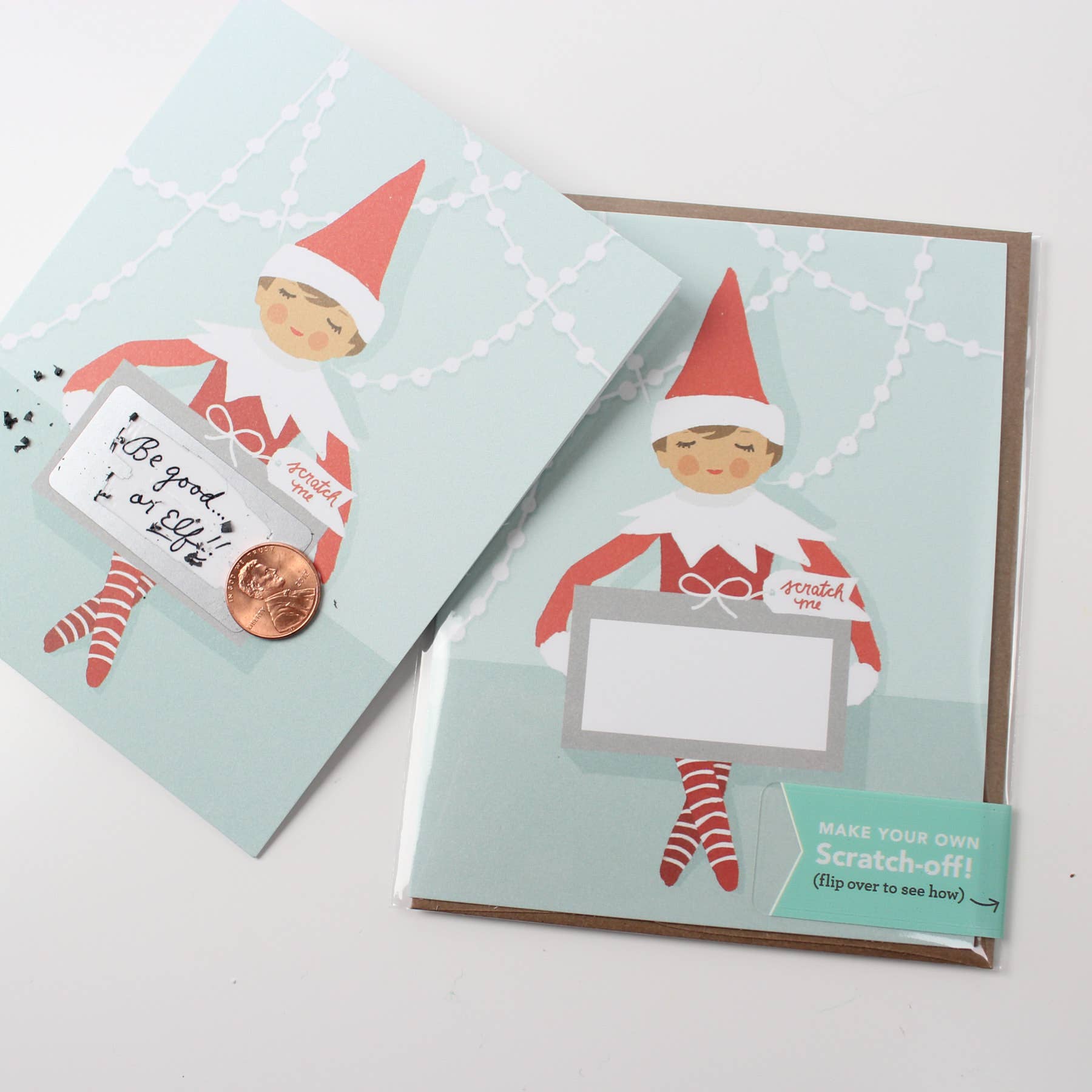Inklings Paperie - Wholesale Christmas Card - Scratch-off Card - Shelf Elf - Holiday2