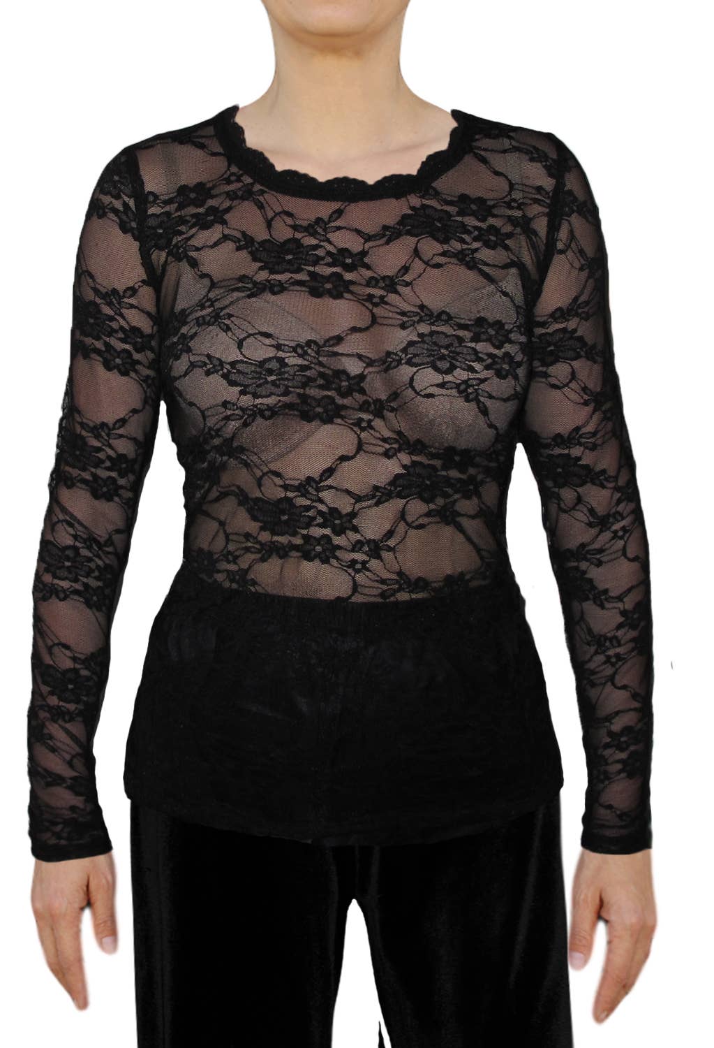 Ooh la la – Großhandel Bluse – Damen – Ooh La La Longsleeve aus Stretch-Spitze7