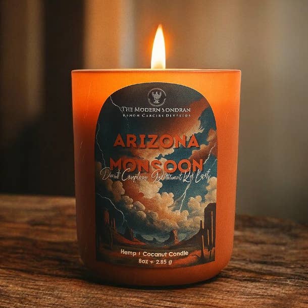 The Modern Sonoran - Wholesale Jar/Filled Candle - Arizona Monsoon Candle: Desert Creosote + Rain + Red Earth1