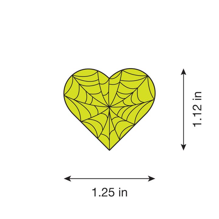 Studio Ten Design - Wholesale Lapel Pin/Button - Glow in the Dark Cobweb Heart Hard Enamel Pin