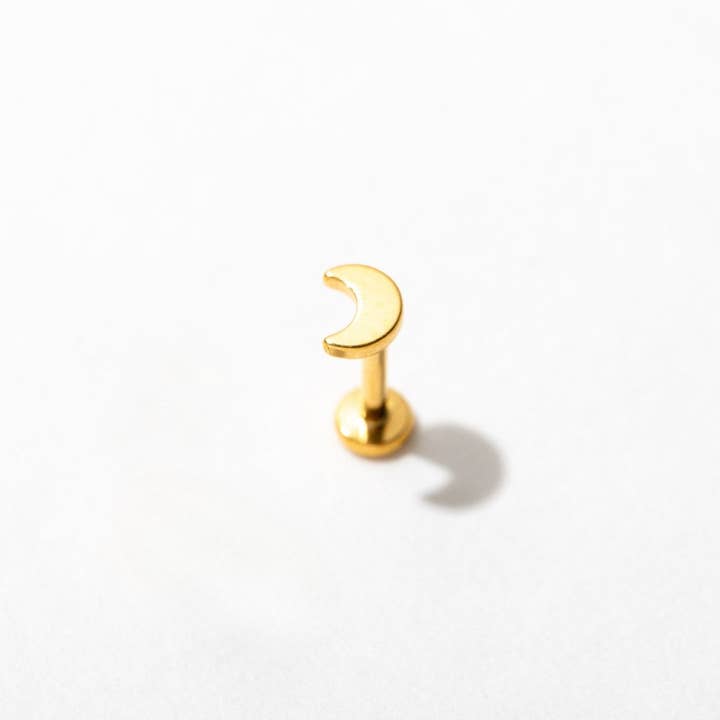 Larissa Loden - Wholesale Stud/Post Earrings - 14k Gold PVD or Titanium Moon Flat Back Stud Earrings - Pair or Single5
