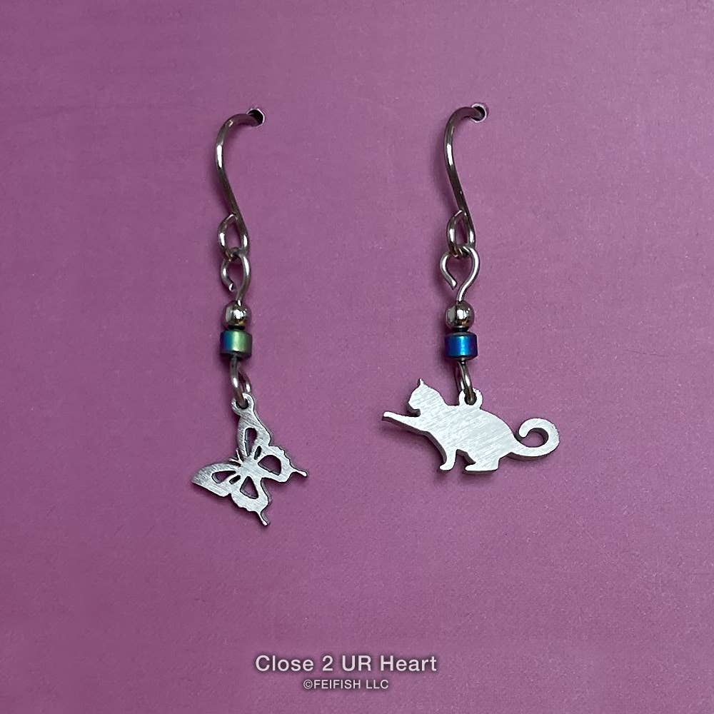Close 2 UR Heart - Wholesale Dangle Earrings - Cat and Butterfly Earrings1