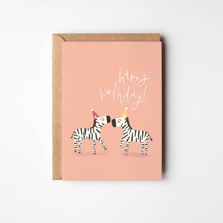 Cartão de Aniversário Zebra Cute Animal A6 por atacado de Mint and Pickle